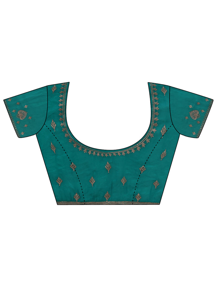 Libas Sea Green Ethnic Embroidered Stone Work Tissue Saree