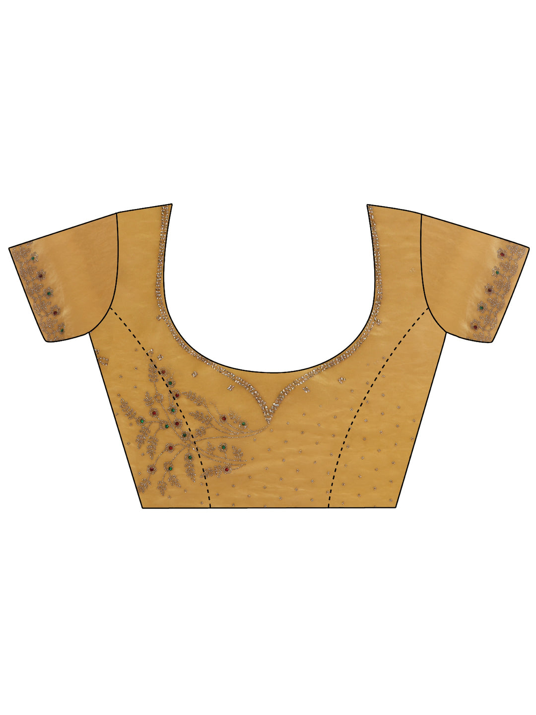 Libas Mustard Tissue Saree with Embellished Scalloped Border