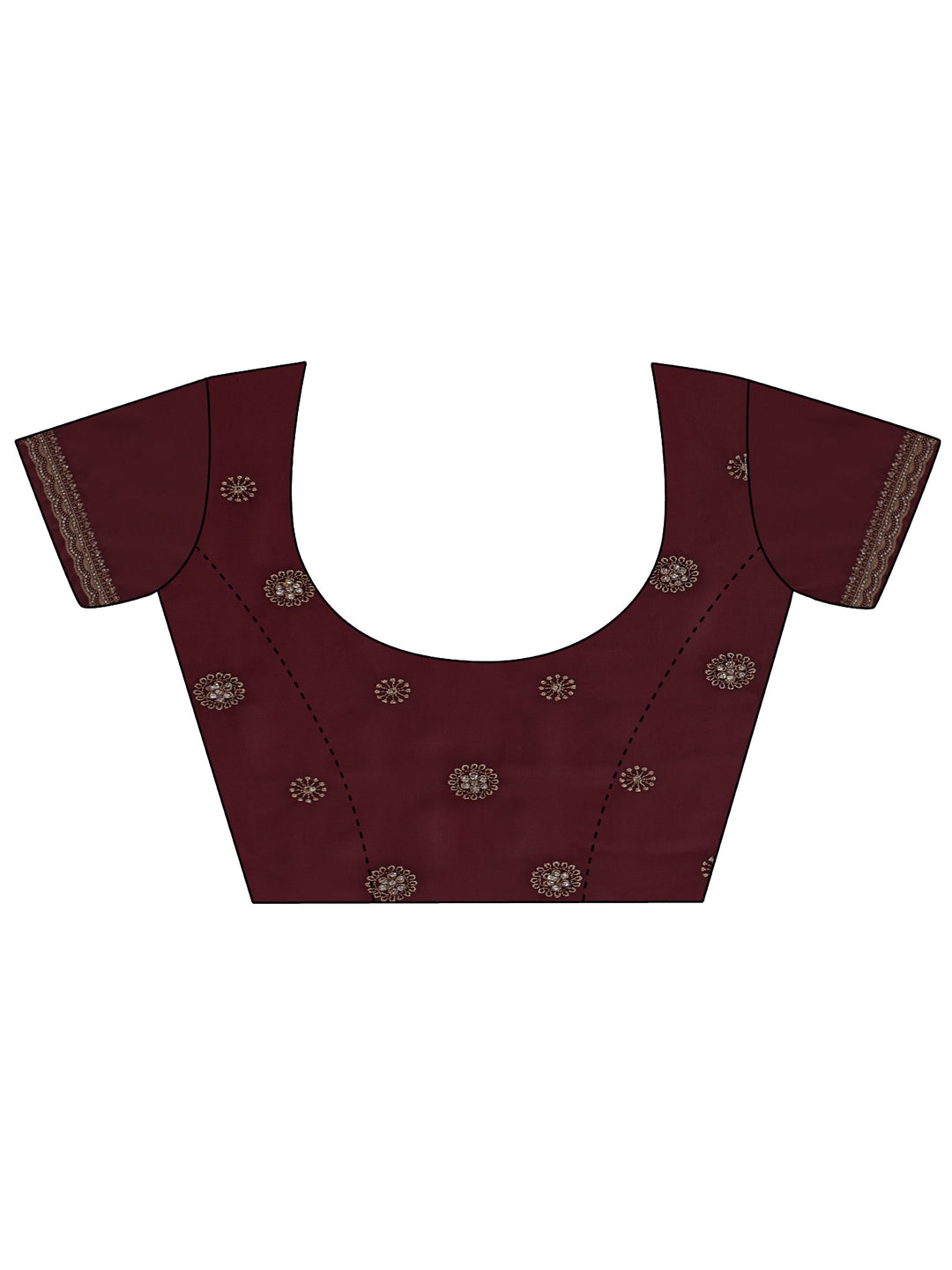 Libas Art Maroon Floral Embroidered Georgette Saree with Stone Work