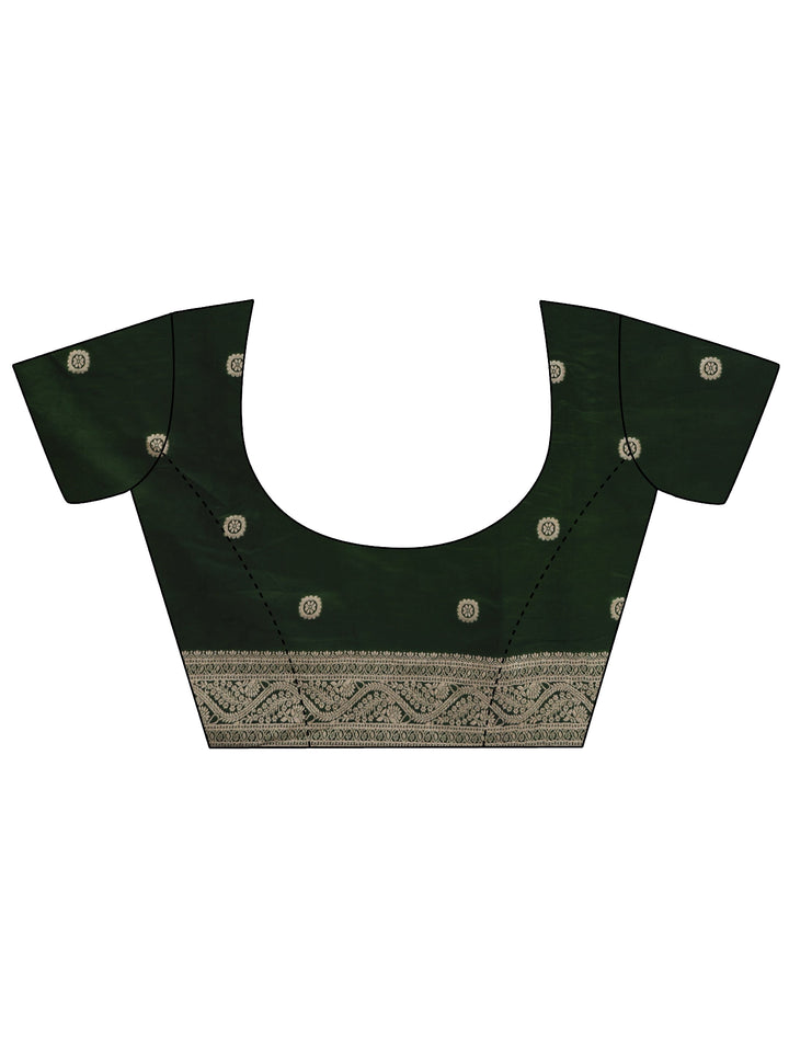Libas Green Woven Design Bandhani Print Satin Saree
