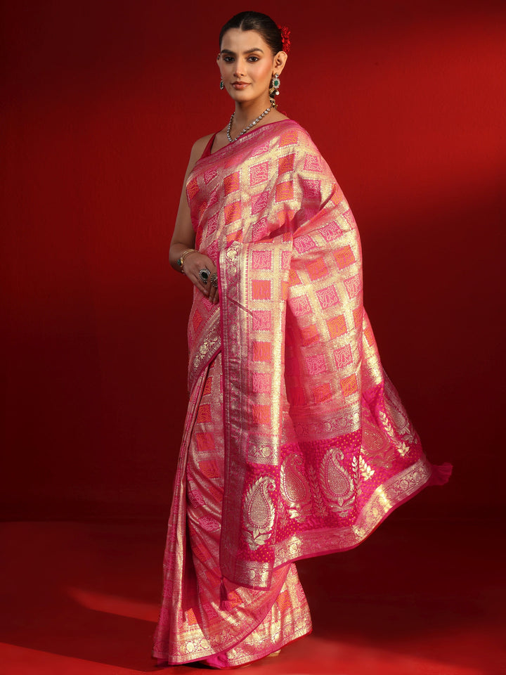 Libas Peach Gharchola Stone Work Silk Blend Saree