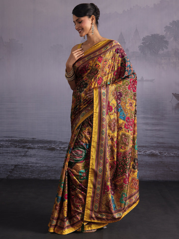 Libas Multicolour Printed Sequin Silk Blend Saree