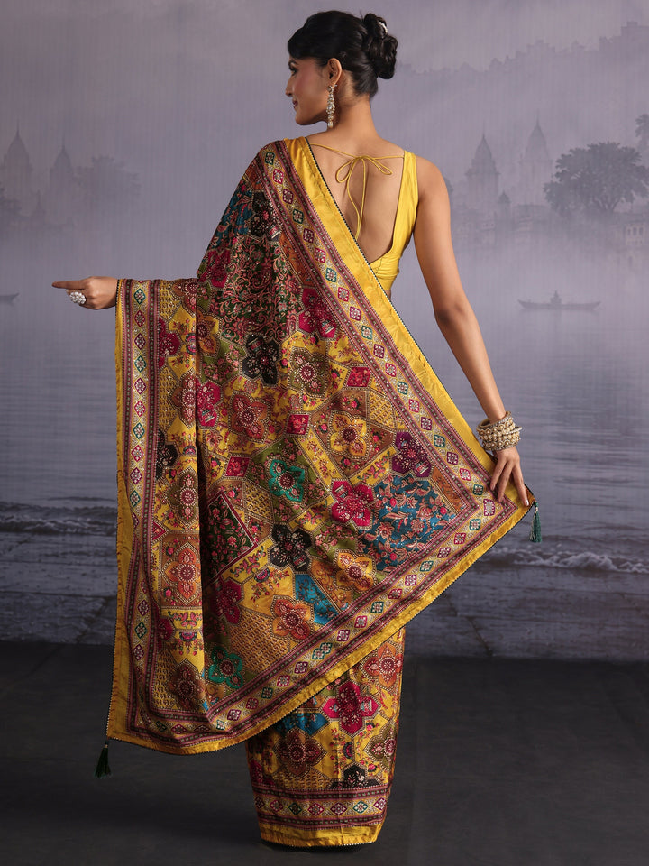 Libas Multicolour Printed Sequin Silk Blend Saree