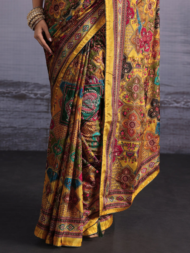 Libas Multicolour Printed Sequin Silk Blend Saree