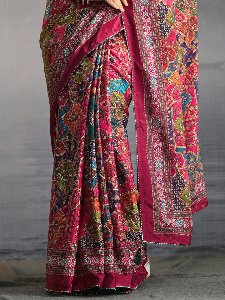 Libas Multicolour Printed Silk Blend Saree