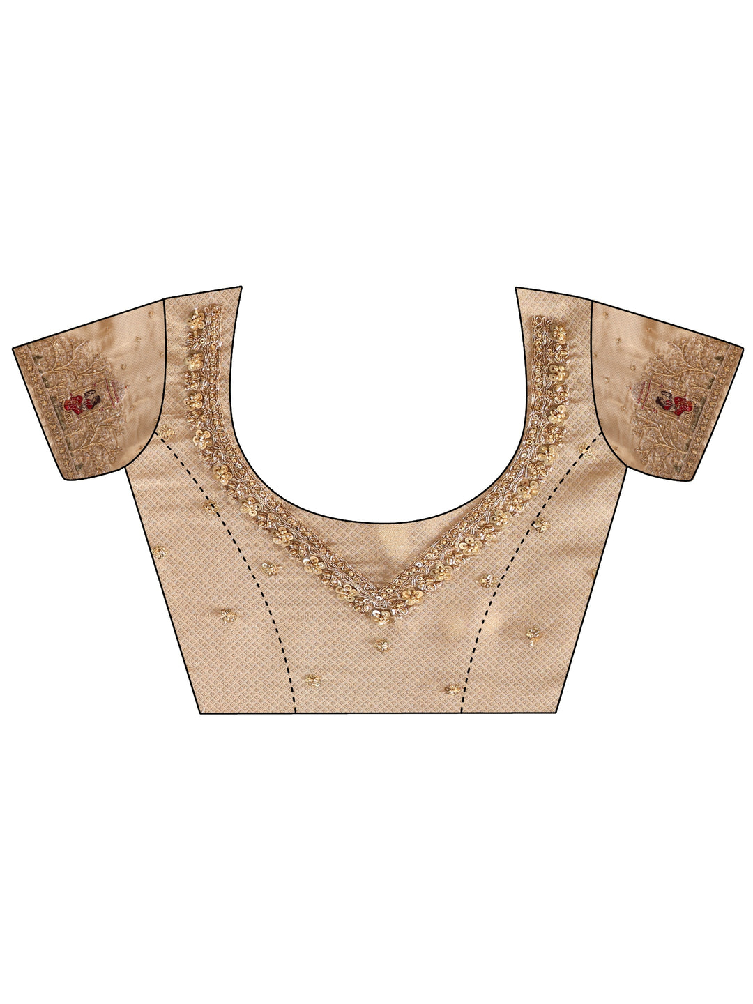 Libas Taupe Embellished Tissue Saree with Applique Work