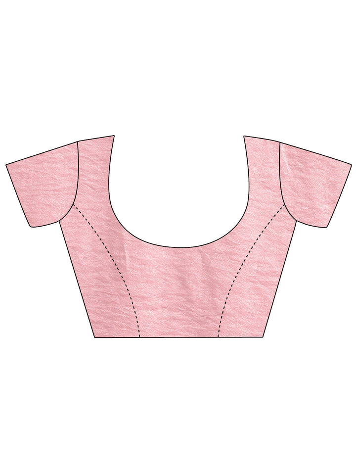 Libas Blush Pink Embellished Tissue Saree with Applique Work