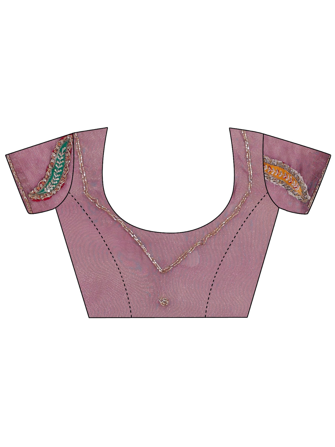 Libas Lavender Embellished Tissue Saree with Applique Work