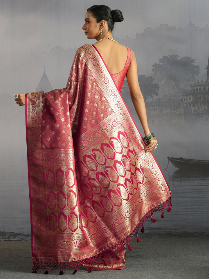Libas Maroon Paisley Brocade Saree