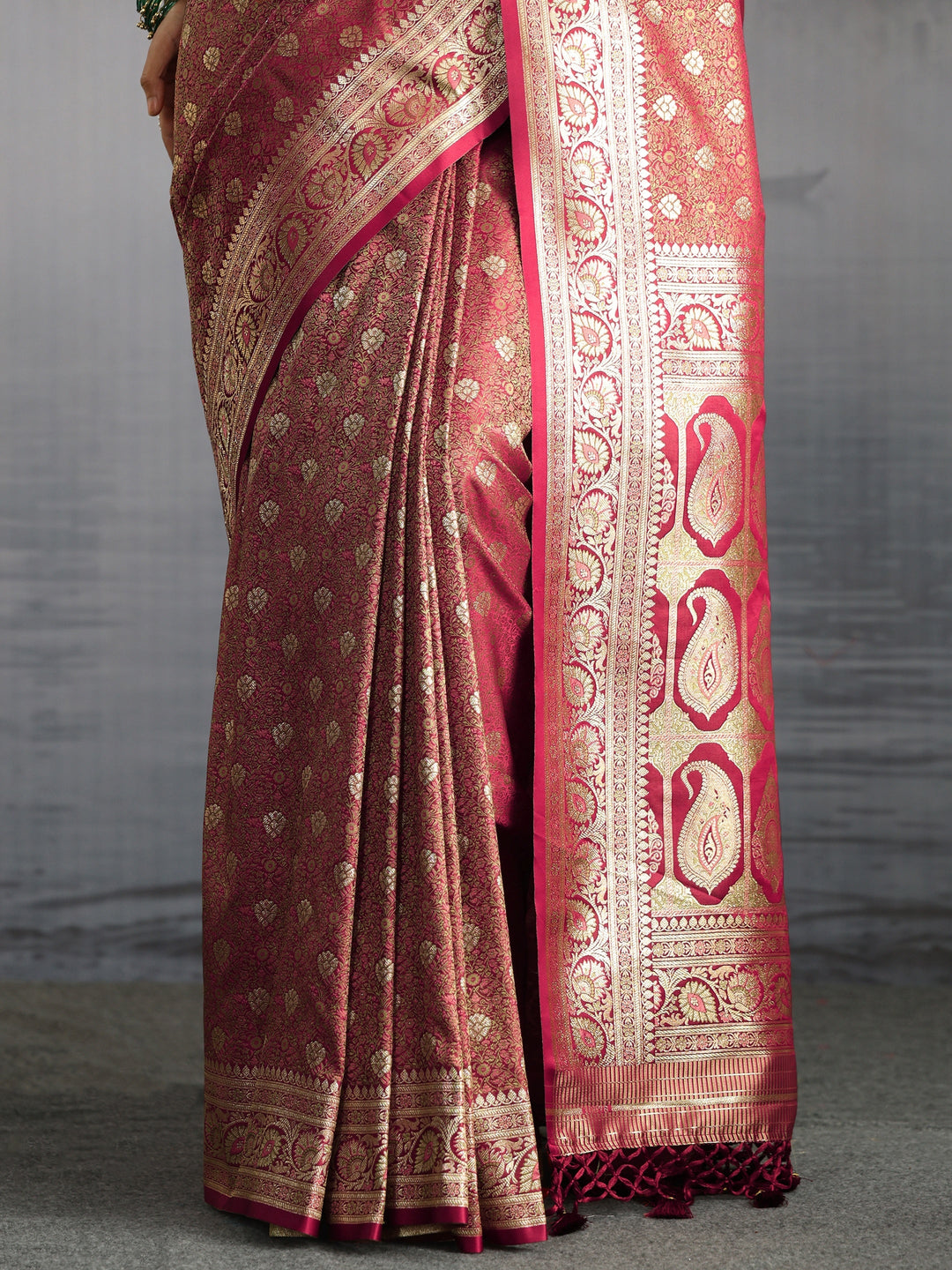 Libas Maroon Paisley Brocade Saree