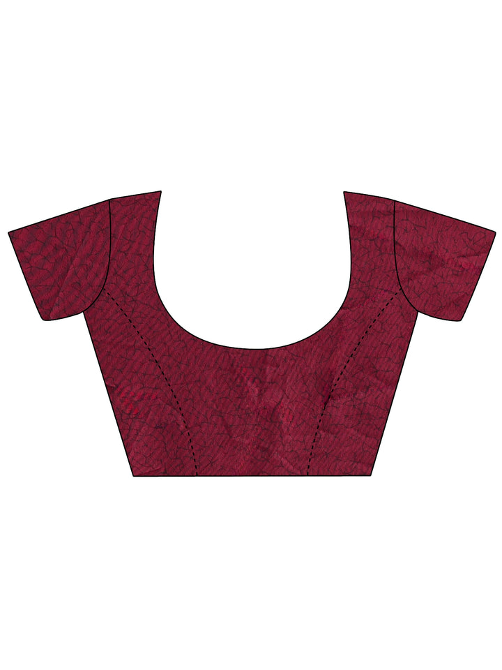 Libas Maroon Ajrakh Print Mirror Work Satin Saree
