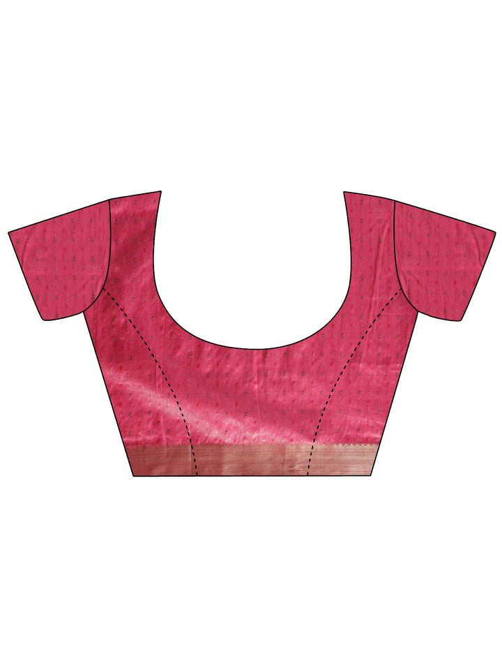 Libas Pink Woven Design Silk Blend Tassel Saree