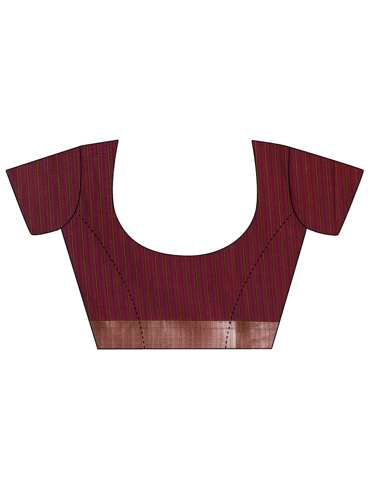Libas Maroon Woven Border Silk Blend Tassel Saree