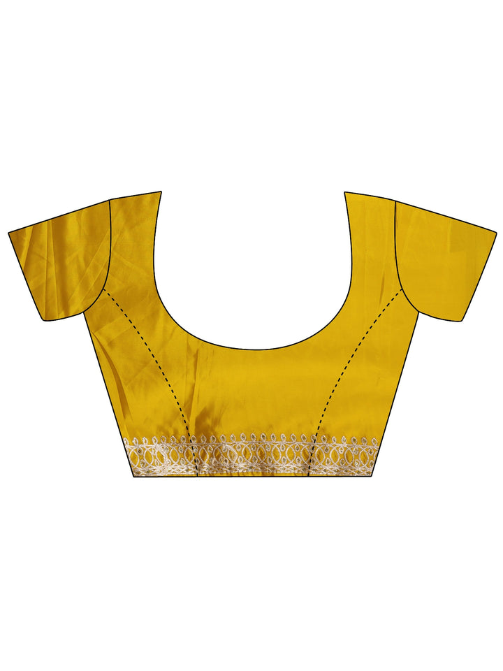 Libas Mustard Floral Sequin Embellished Satin Saree