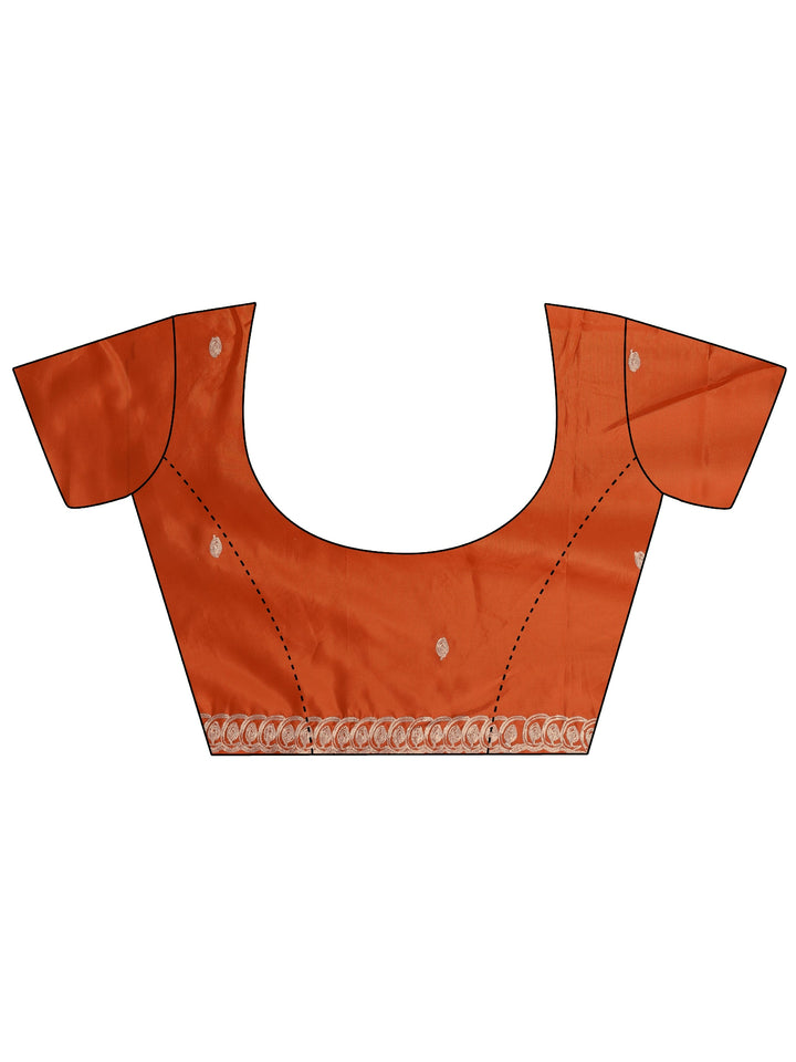 Libas Orange Ethnic Embroidered Satin Saree