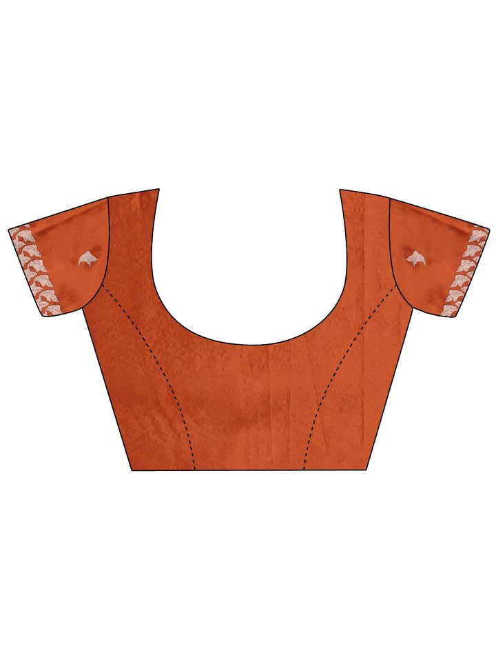 Libas Orange Embroidered Satin Saree