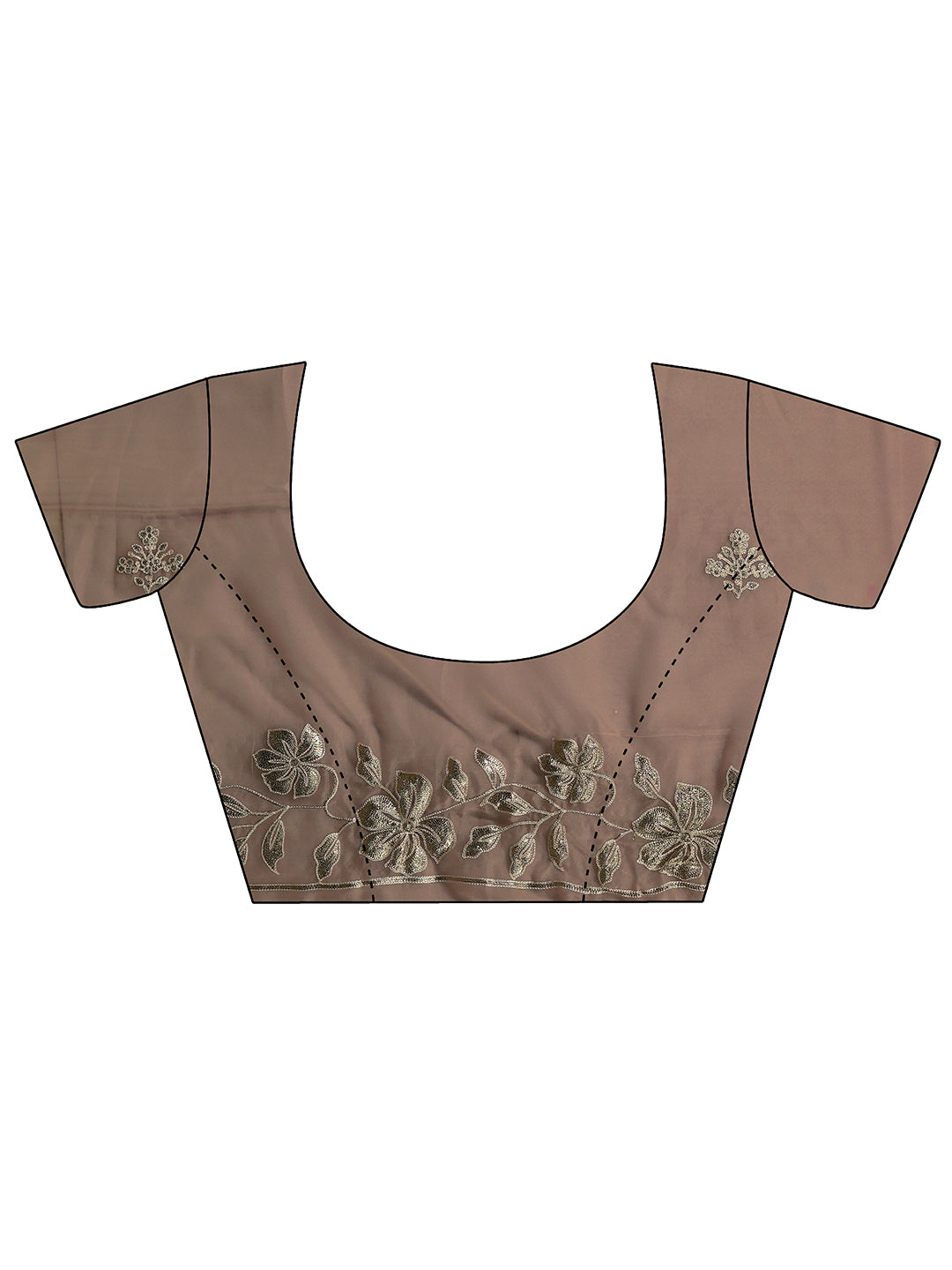 Libas Brown Floral Embroidered Tissue Saree