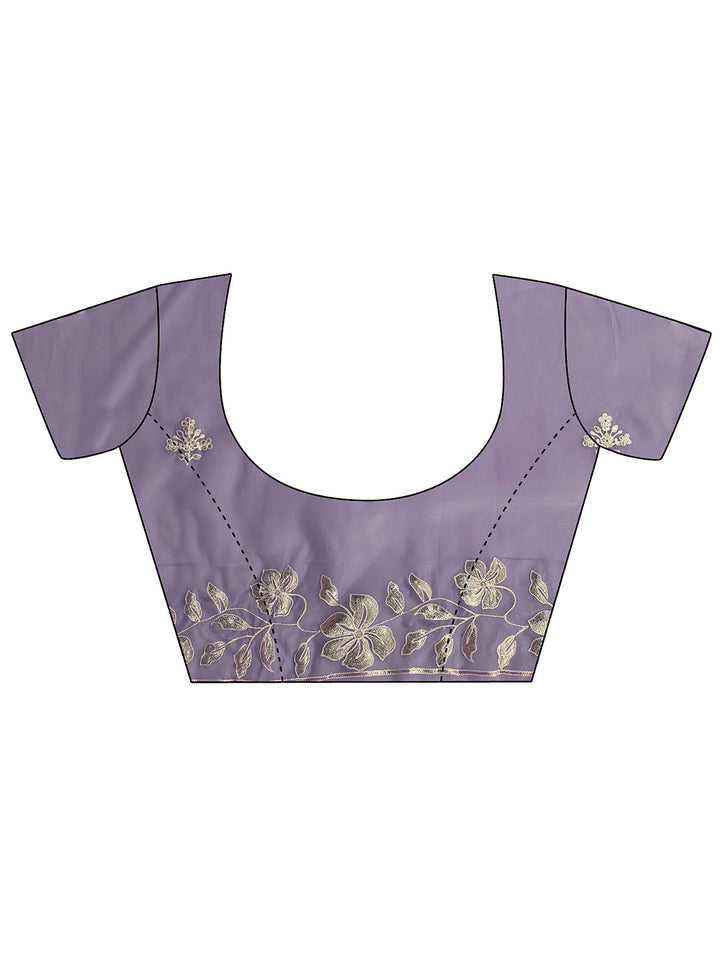 Libas Lavender Floral Embroidered Tissue Saree