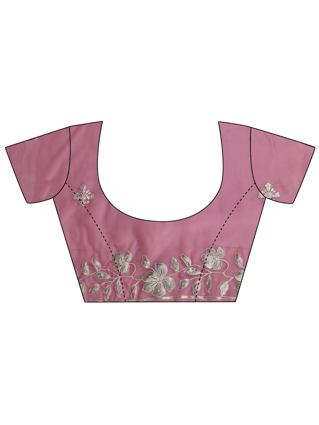 Libas Pink Floral Embroidered Tissue Saree