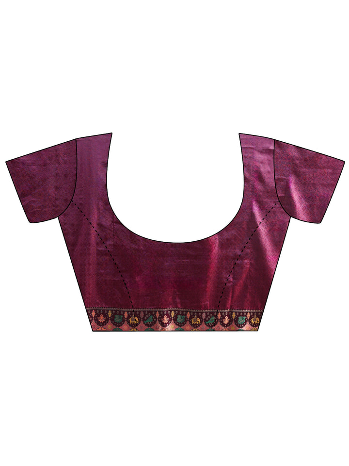 Libas Art Purple Patola Style Woven Design Silk Blend Tassel Saree