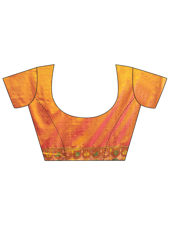 Libas Art Mustard Patola Style Woven Design Silk Blend Tassel Saree
