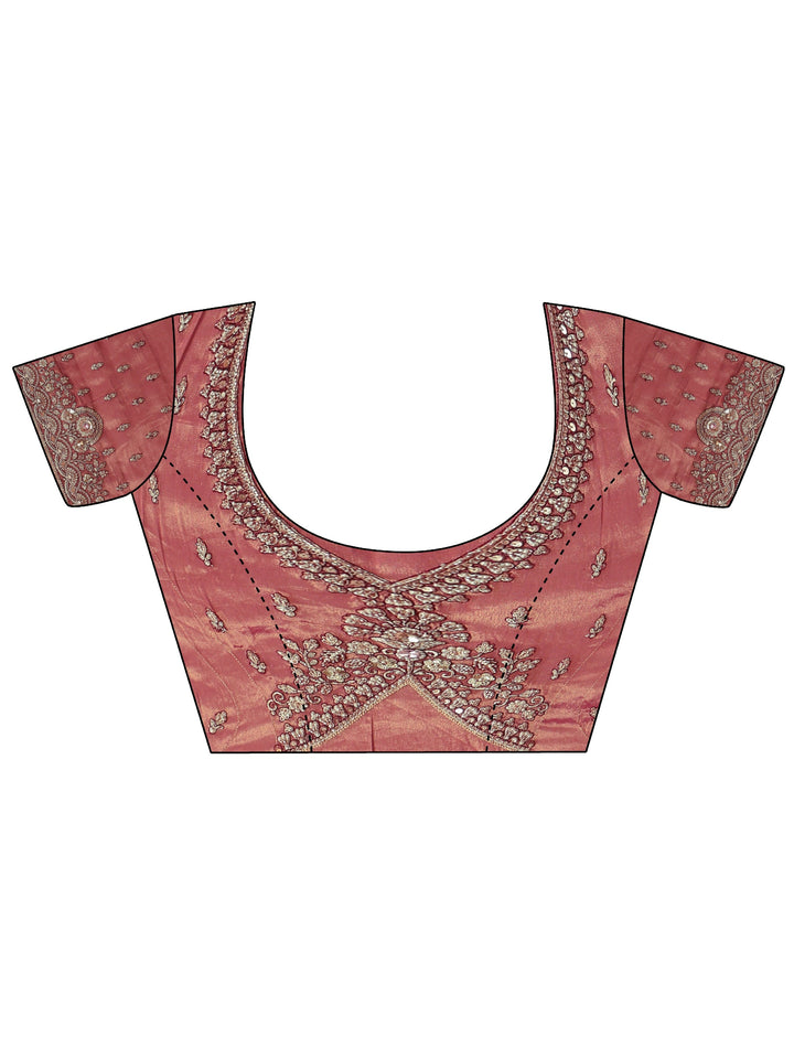 Libas Art Golden Woven Design Tissue Saree with Embellished Border