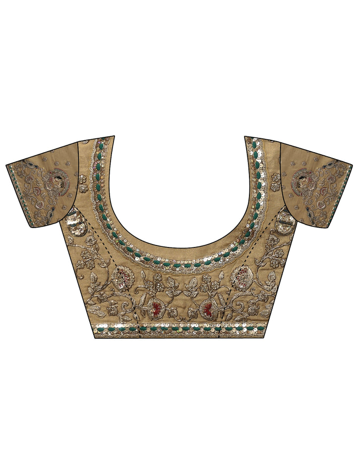 Libas Art Golden Woven Design Tissue Saree with Embellished Border