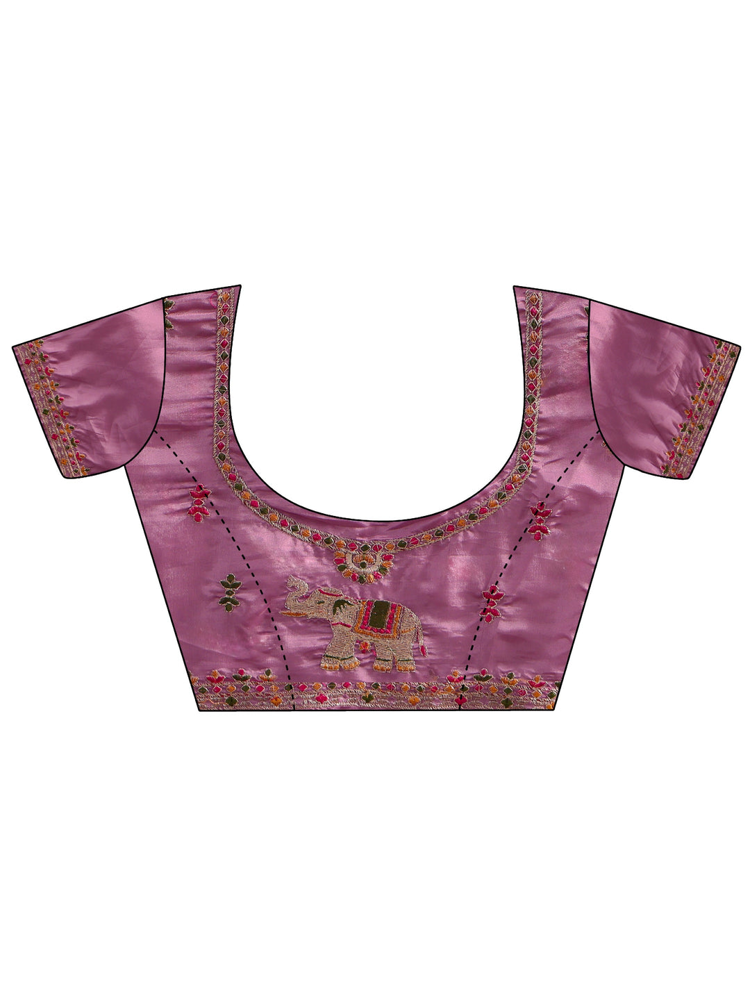 Libas Lavender Elephant Motif Embroidered Satin Saree with Embellishments