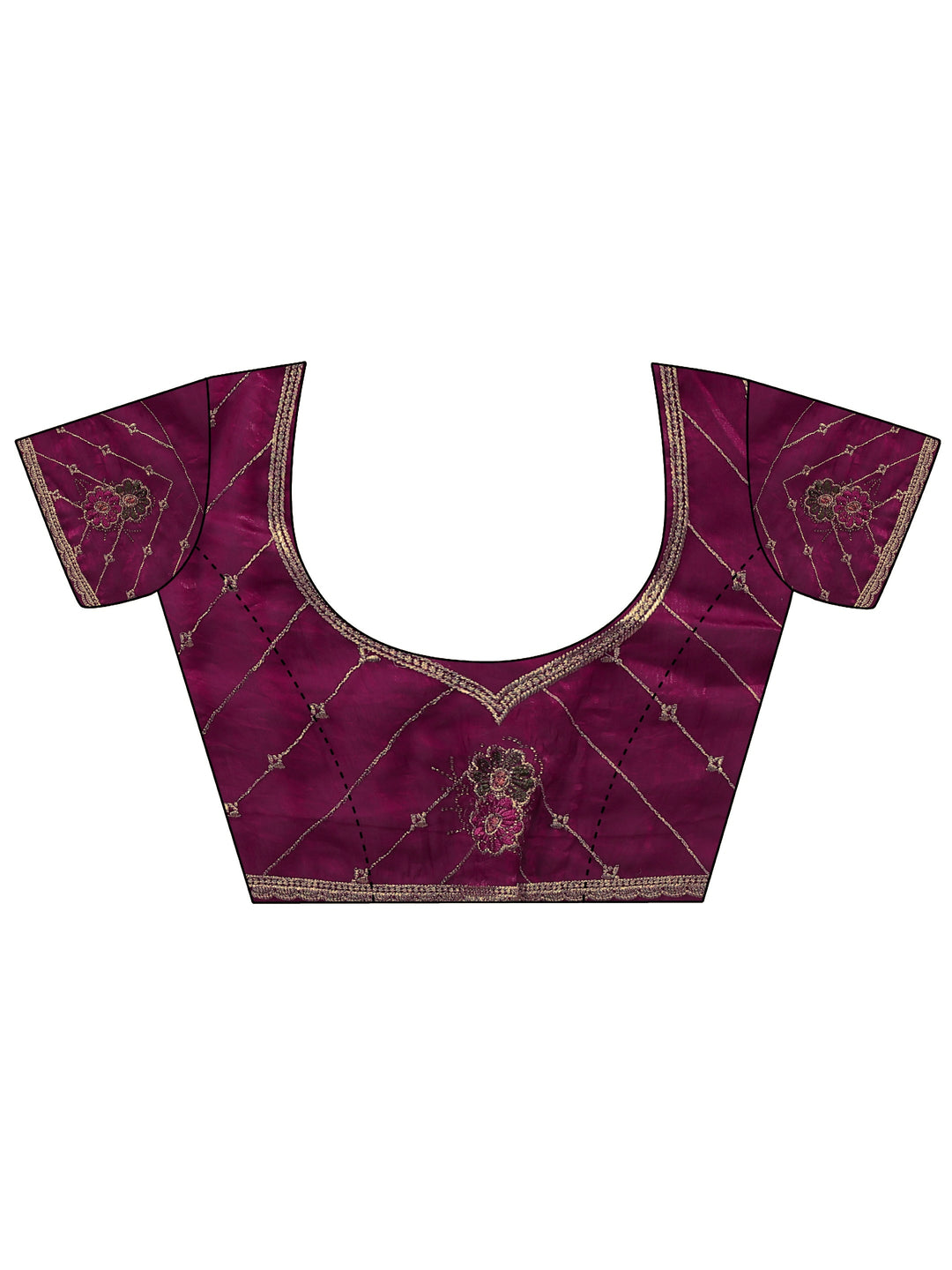 Libas Wine Floral Embroidered Tissue Saree