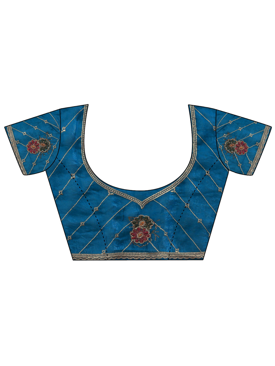 Libas Blue Floral Embroidered Tissue Saree
