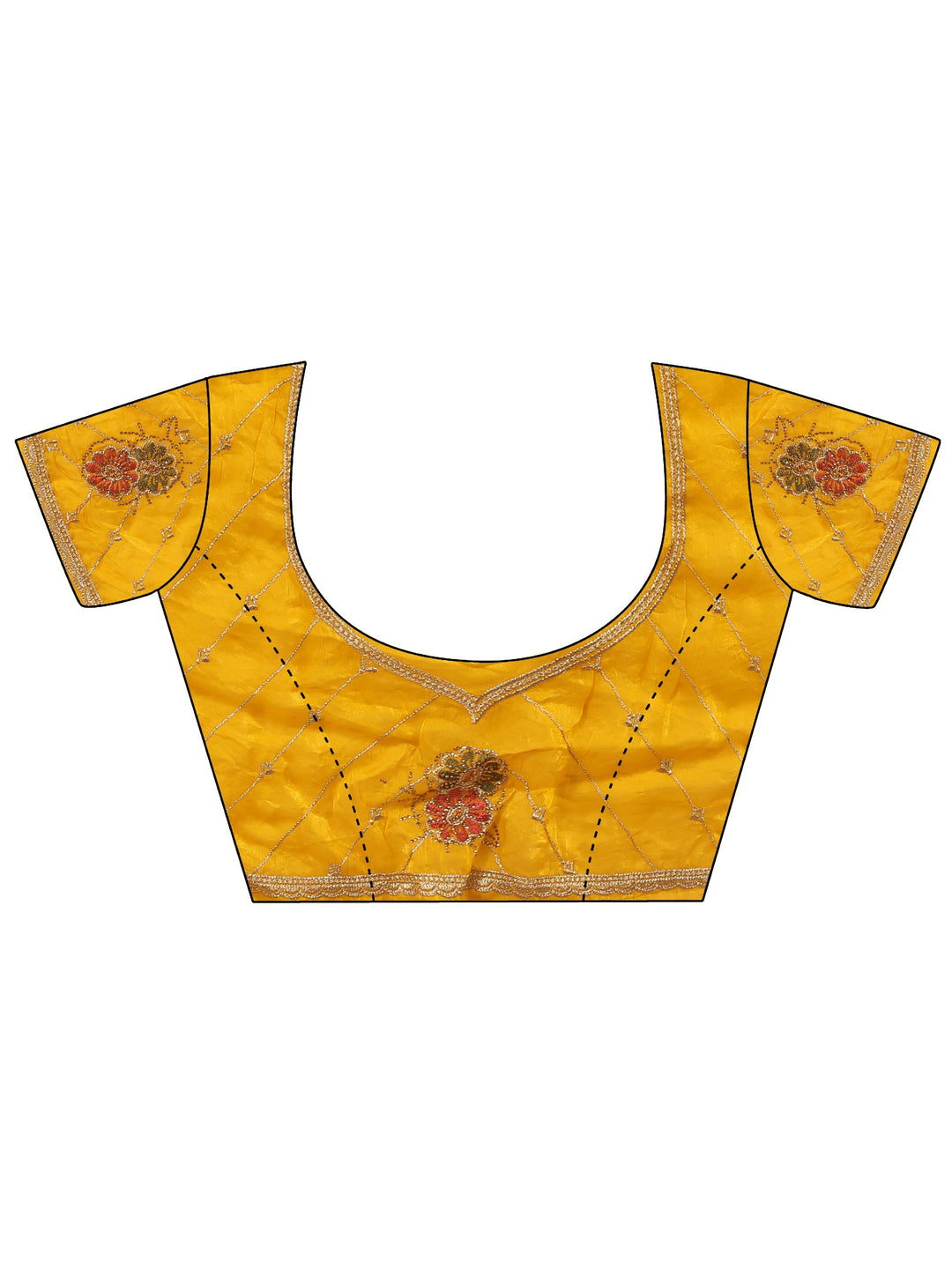 Libas Mustard Floral Embroidered Tissue Saree