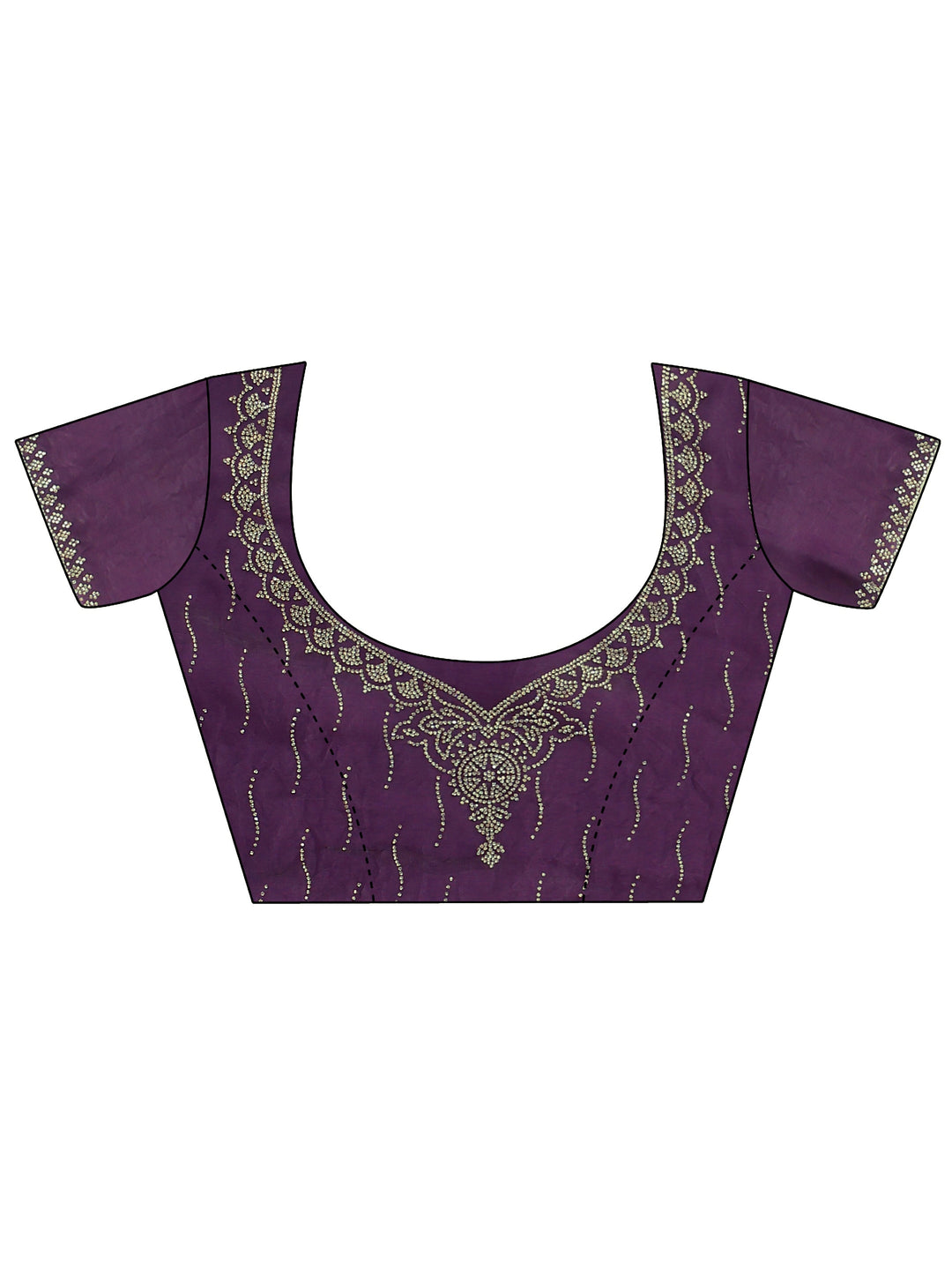 Libas Purple Stone Work Embellished Tissue Saree