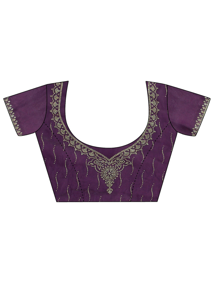 Libas Purple Stone Work Embellished Tissue Saree