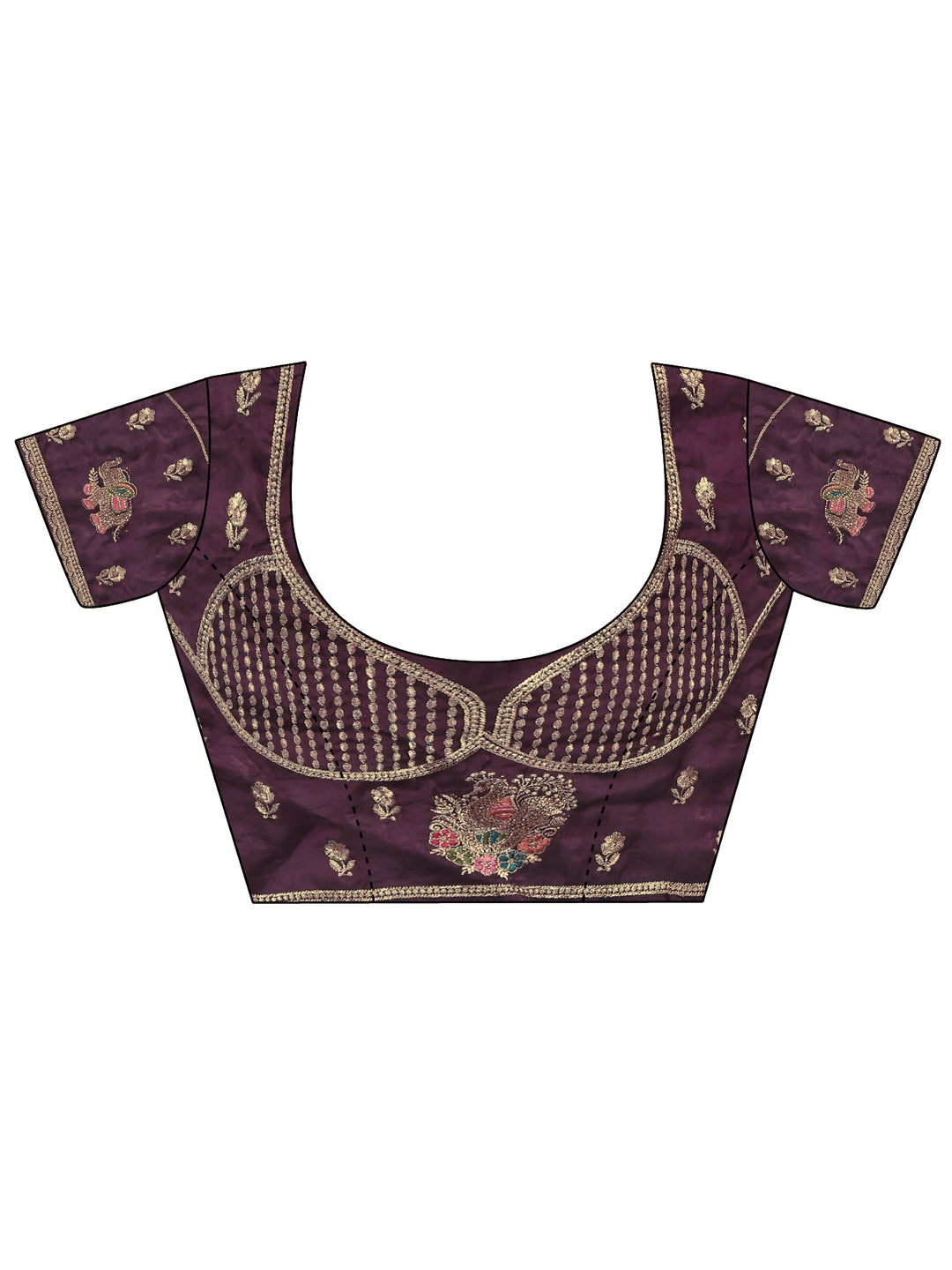 Libas Art Purple Peacock Embroidered Tissue Saree