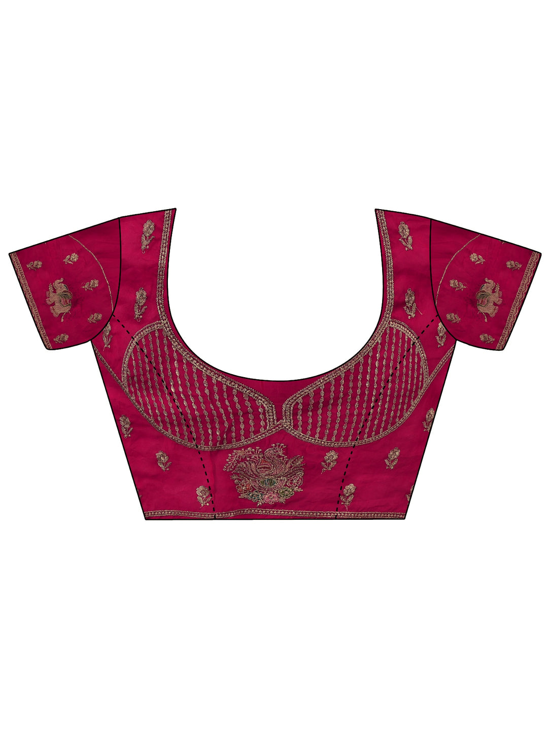 Libas Art Rani Pink Peacock Embroidered Tissue Saree