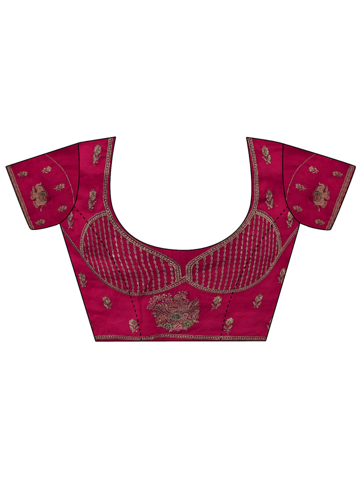 Libas Art Rani Pink Peacock Embroidered Tissue Saree
