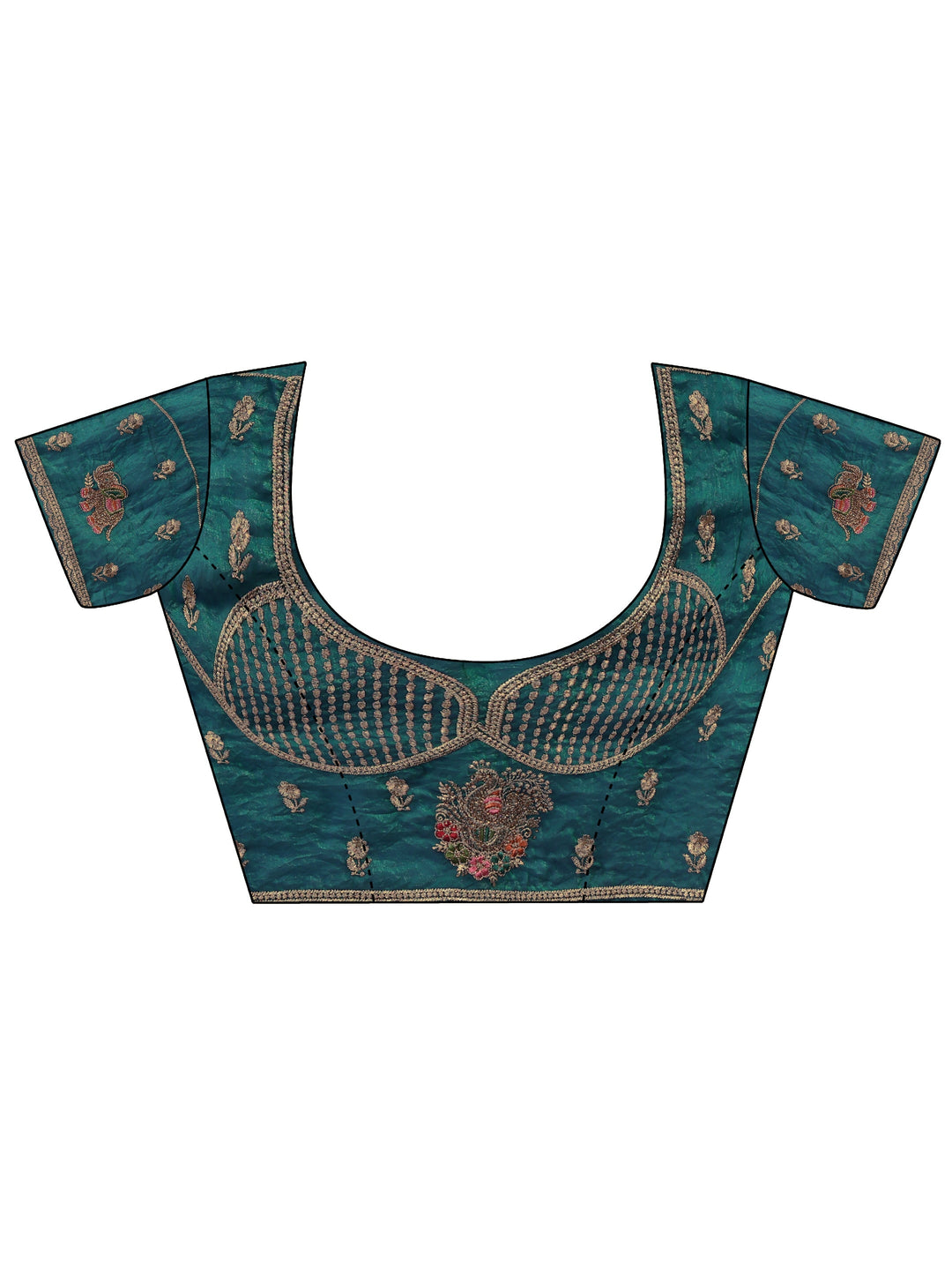 Libas Art Blue Peacock Embroidered Tissue Saree