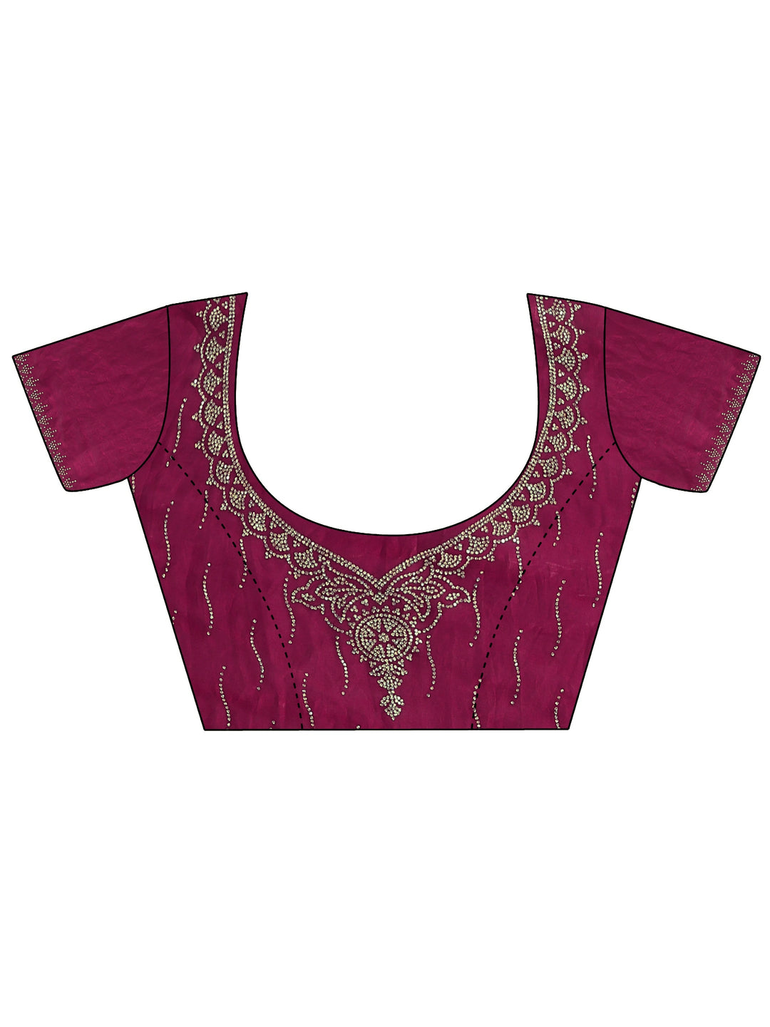 Libas Magenta Pink Stone Work Embellished Tissue Saree