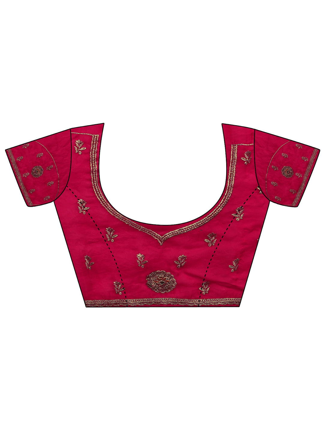 Libas Rani Pink Floral Embroidered Tissue Saree