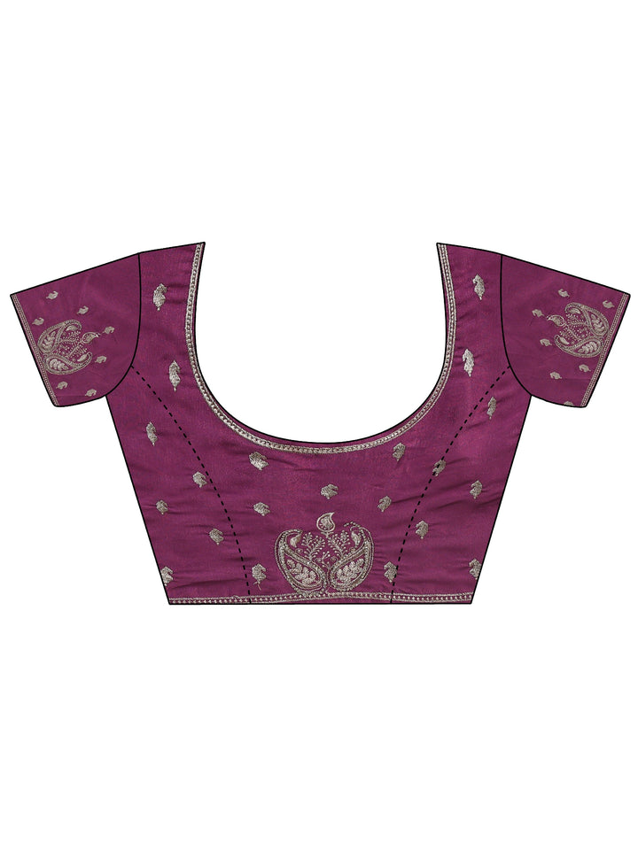 Libas Mauve Embroidered Silk Blend Saree with Paisley Pallu