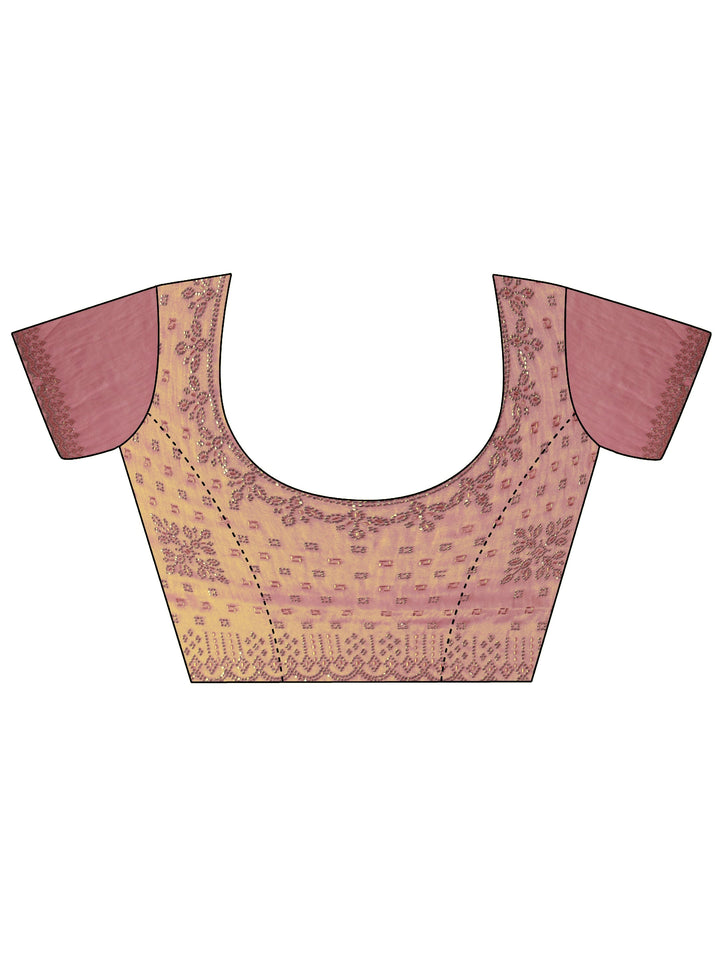 Libas Art Pink Stone Work Embellished Tissue Saree