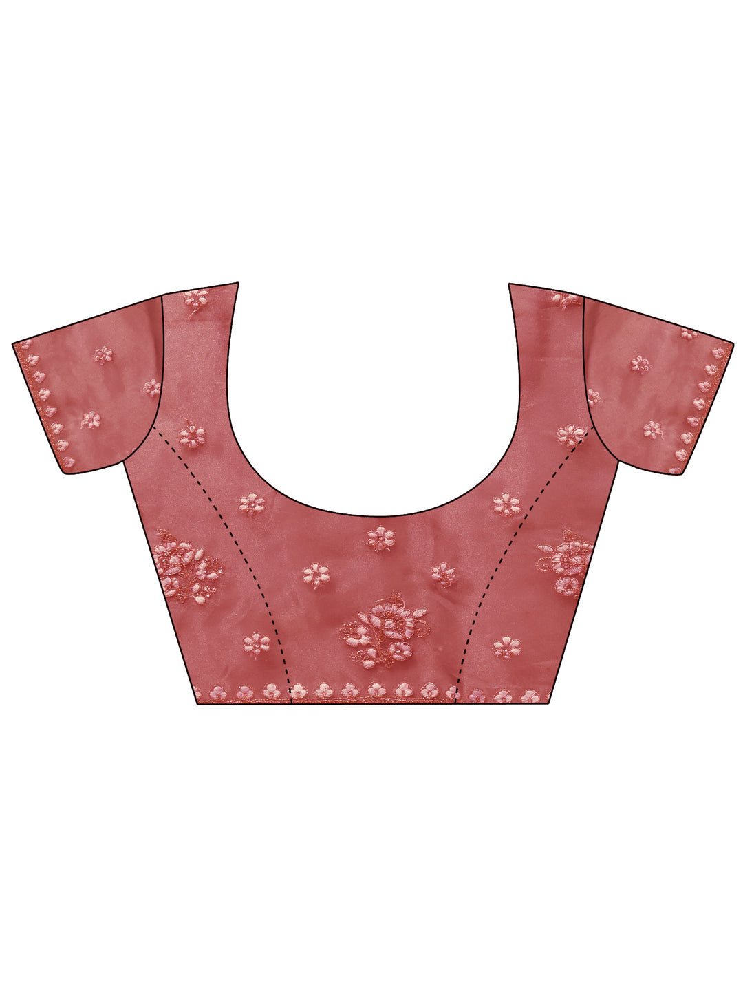 Libas Peach Floral Embroidered Tissue Saree