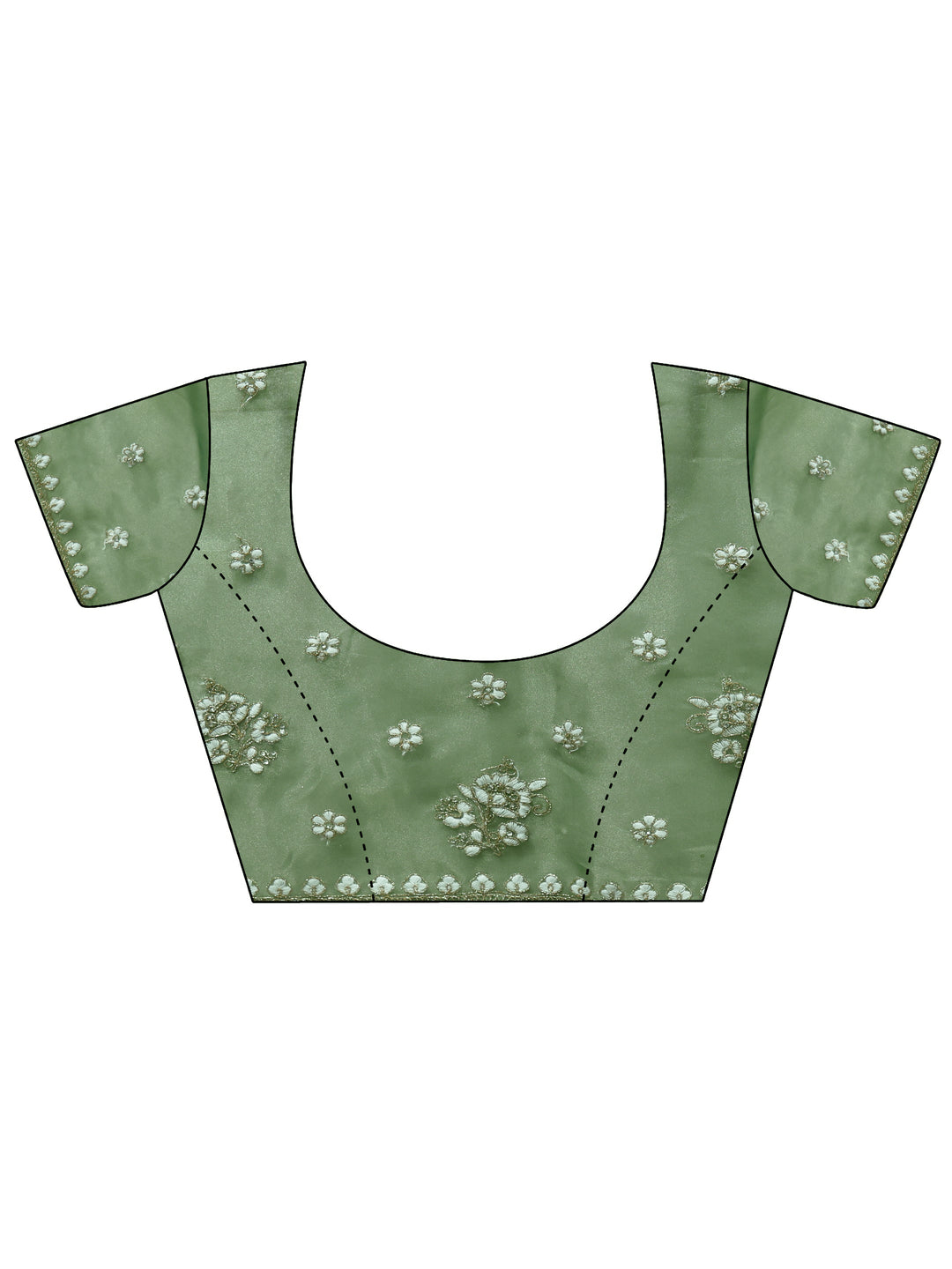 Libas Green Floral Embroidered Tissue Saree