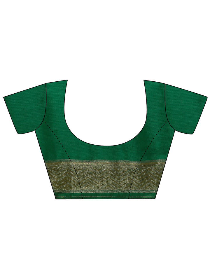 Libas Art Green Woven Design Silk Blend Saree with Embellished Border