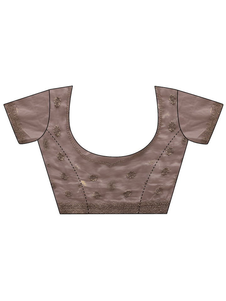 Libas Art Taupe Stone Work Embellished Tissue Saree