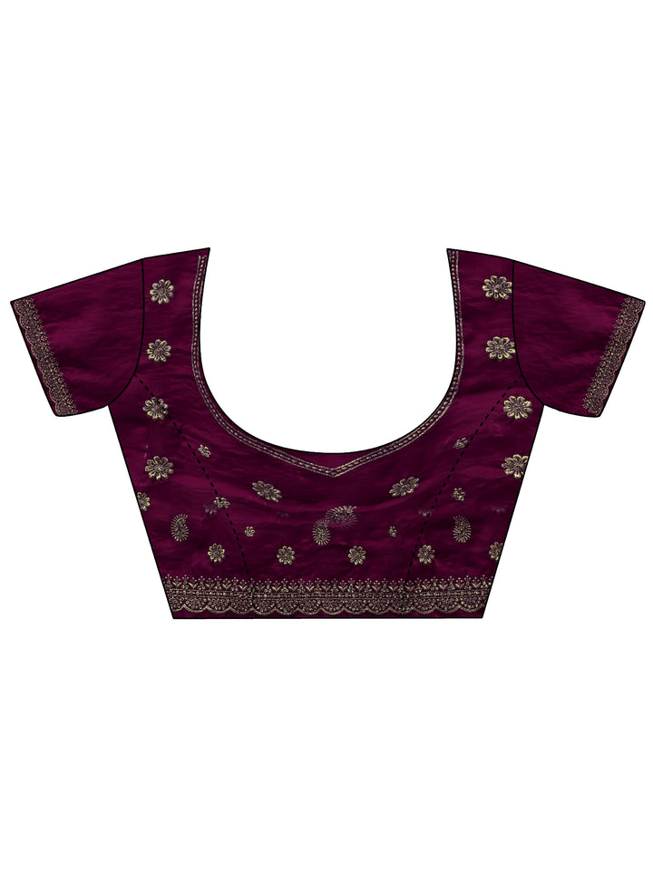Libas Art Red Stone Work Embellished Tissue Saree