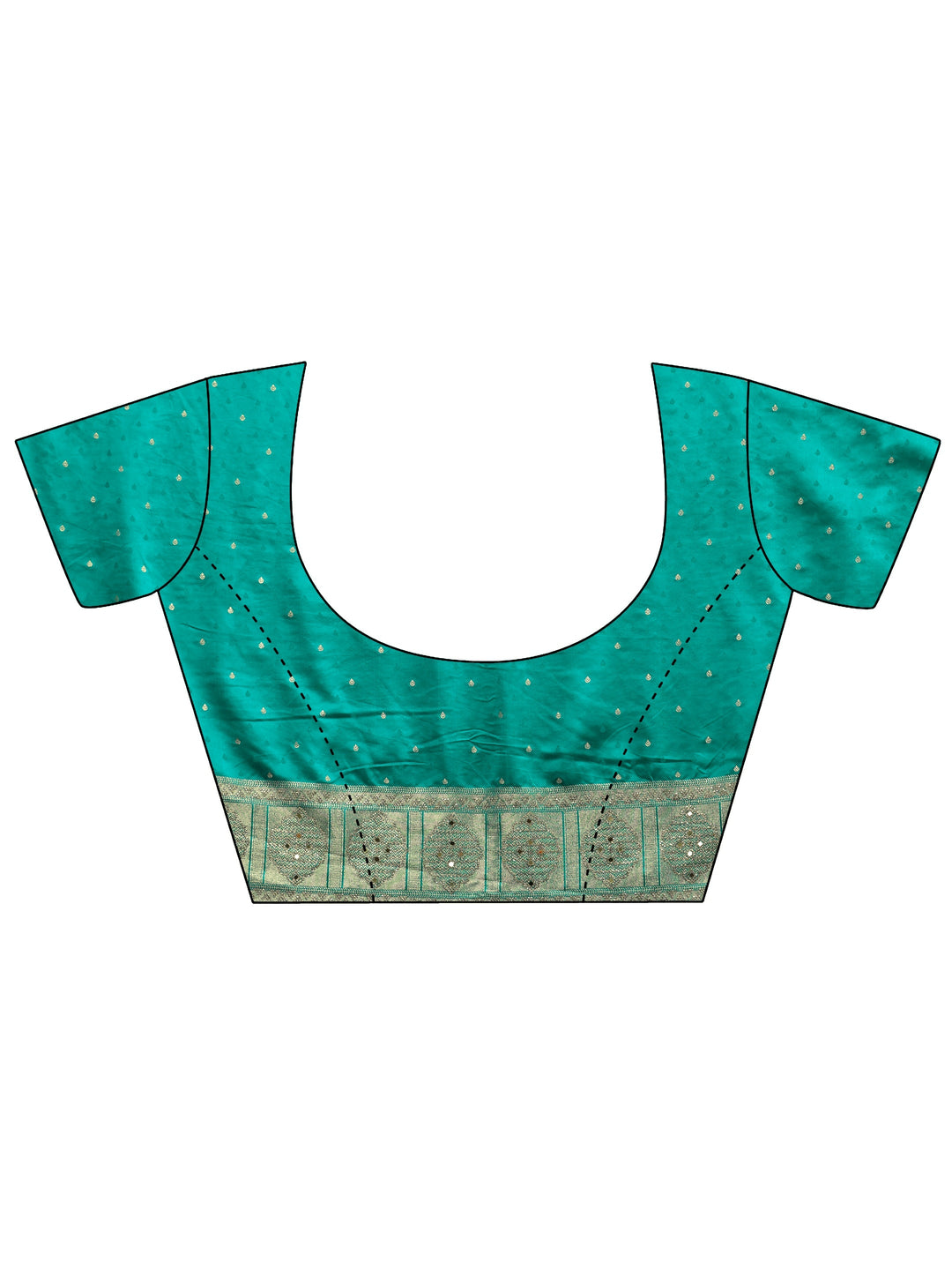 Libas Art Sea Green Woven Design Silk Blend Saree with Embellished Border