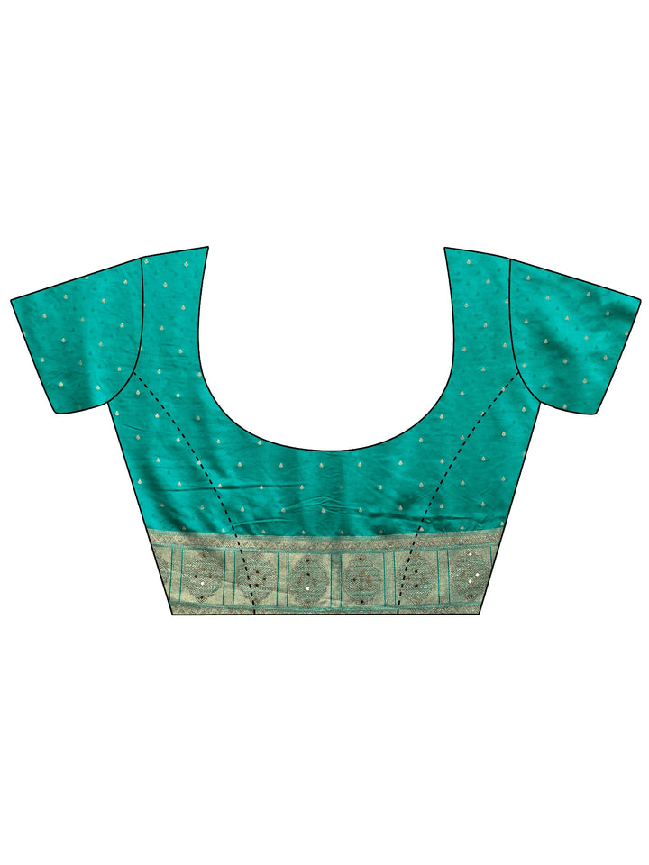 Libas Art Sea Green Woven Design Silk Blend Saree with Embellished Border