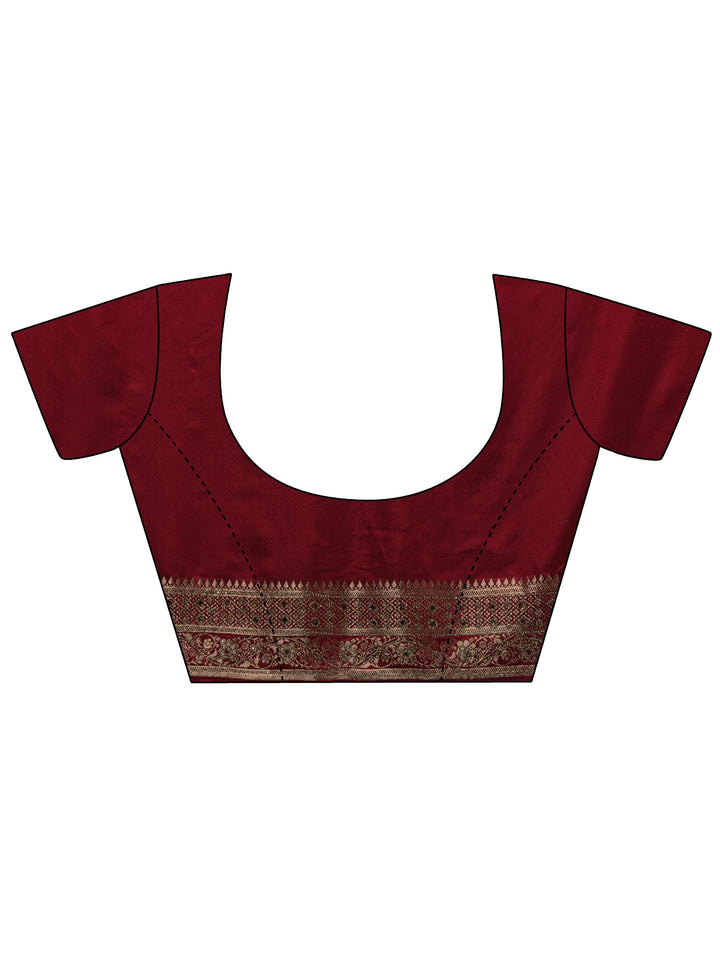 Libas Art Maroon Woven Design Silk Blend Saree with Embellished Border