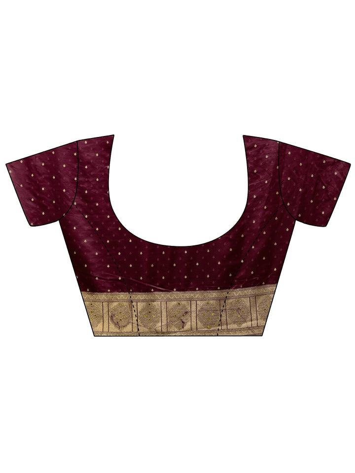Libas Art Maroon Woven Design Satin Saree with Embellished Border